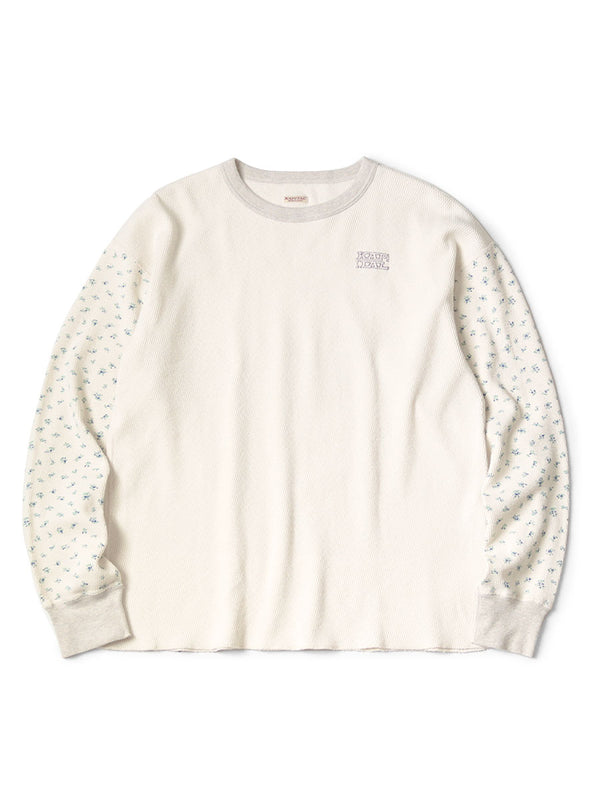 Kapital Waffle Jersey Small Flower Print 2-Tone Long-Sleeve T-Shirt (KAPITAL Embroidery)