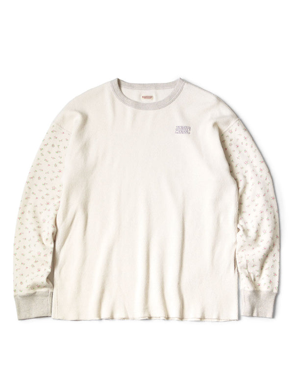 Kapital Waffle Jersey Small Flower Print 2-Tone Long-Sleeve T-Shirt (KAPITAL Embroidery)