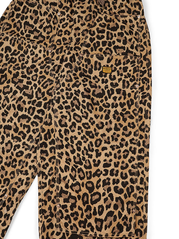 Kapital Cotton Herringbone Leopard Print W Knee Easy Baggy Pants