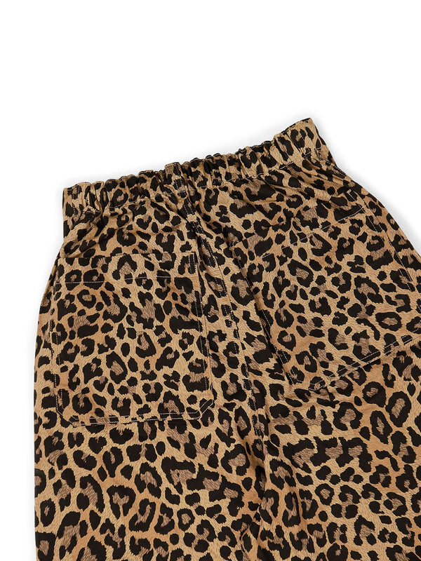 Kapital Cotton Herringbone Leopard Print W Knee Easy Baggy Pants