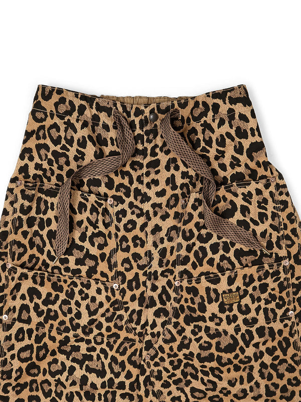 Kapital Cotton Herringbone Leopard Print W Knee Easy Baggy Pants