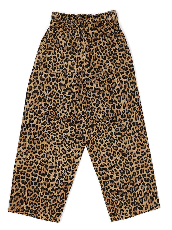 Kapital Cotton Herringbone Leopard Print W Knee Easy Baggy Pants