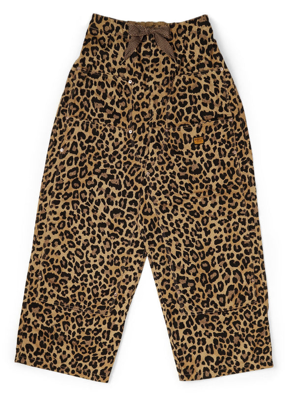 Kapital Cotton Herringbone Leopard Print W Knee Easy Baggy Pants