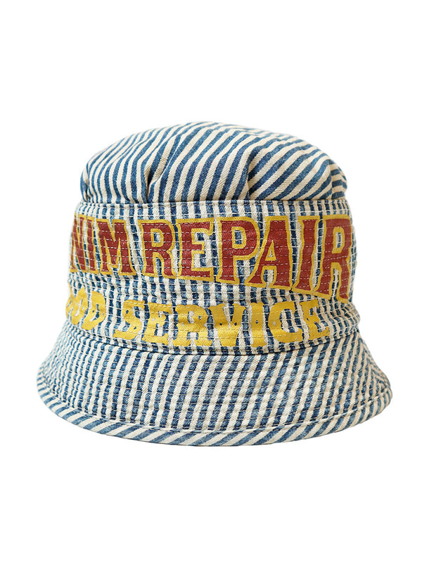 Kapital Vintage Logo Print Hickory Denim Hat Cap