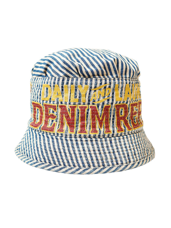 Kapital Vintage Logo Print Hickory Denim Hat Cap