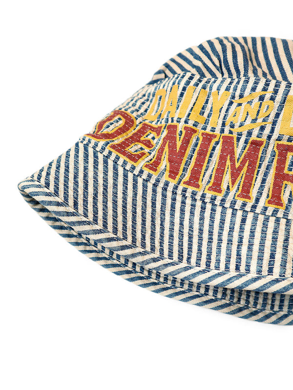 Kapital Vintage Logo Print Hickory Denim Hat Cap