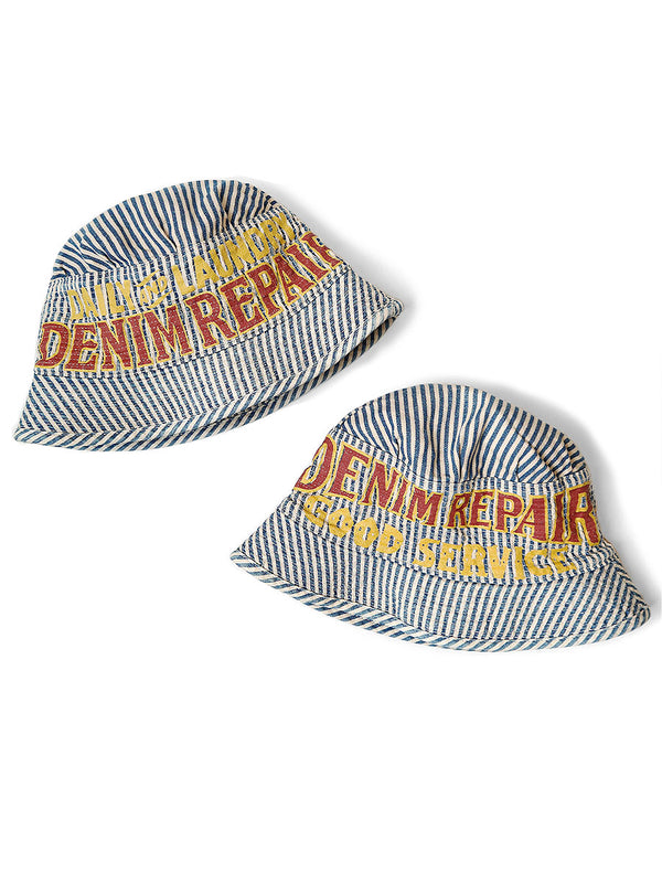 Kapital Vintage Logo Print Hickory Denim Hat Cap
