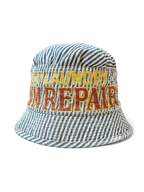 Kapital Vintage Logo Print Hickory Denim Hat Cap