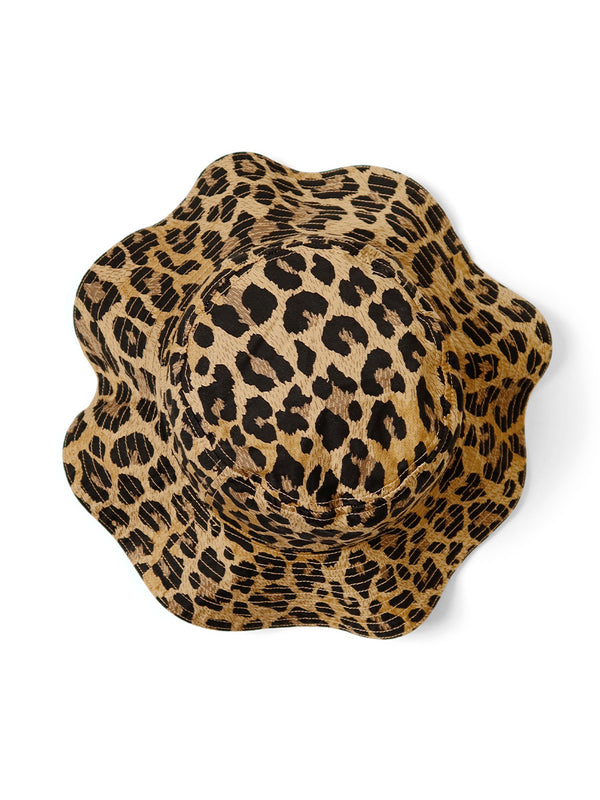 Kapital Cotton Herringbone Leopard Pattern Bucket Tulip HAT cap