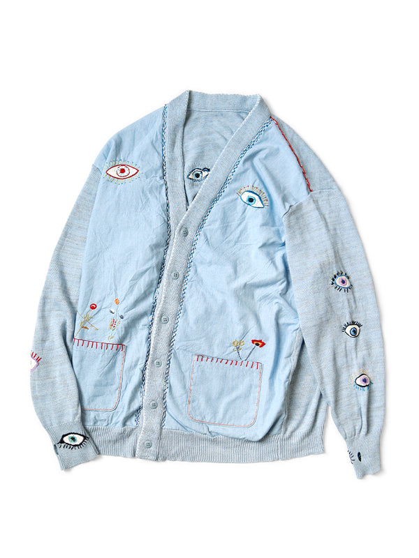 Kapital knit x chambray cardigan (SPEAKEASY embroidery)