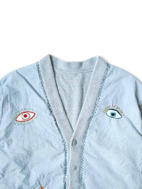 Kapital knit x chambray cardigan (SPEAKEASY embroidery)