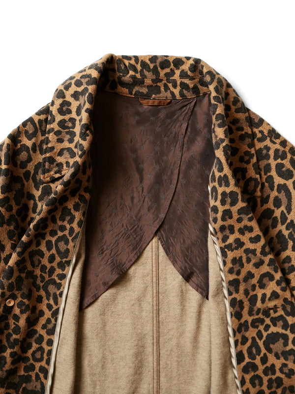 Kapital twill aged wool leopard print cavalier coat Jacket