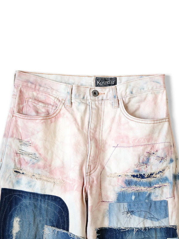 Kapital 14oz Denim 5P Tie-dye Rat Flare Pants (Crazy Dixie Remake)