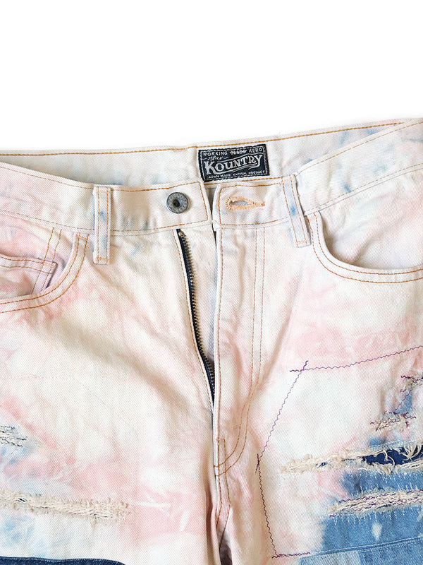 Kapital 14oz Denim 5P Tie-dye Rat Flare Pants (Crazy Dixie Remake)