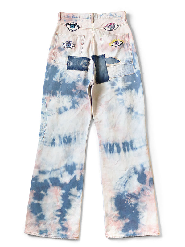 Kapital 14oz denim tie-dye baggy flare pants (Crazy Dixie remake)