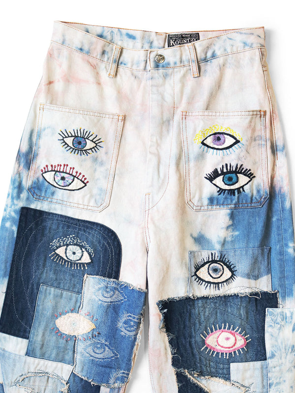 Kapital 14oz denim tie-dye baggy flare pants (Crazy Dixie remake)