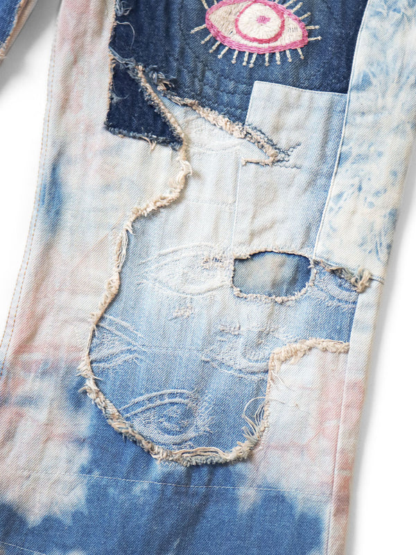 Kapital 14oz denim tie-dye baggy flare pants (Crazy Dixie remake)