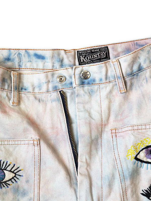 Kapital 14oz denim tie-dye baggy flare pants (Crazy Dixie remake)