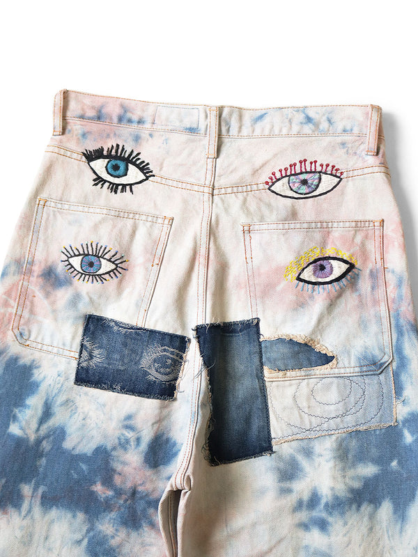 Kapital 14oz denim tie-dye baggy flare pants (Crazy Dixie remake)