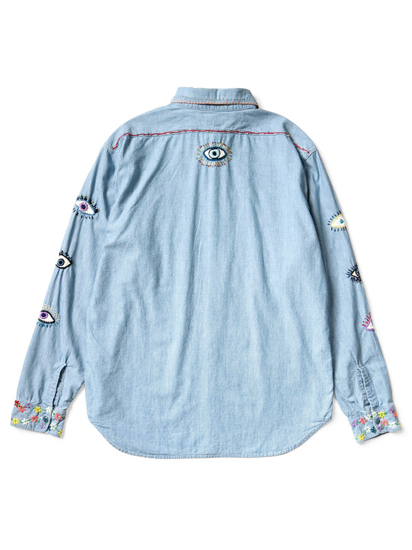 Kapital Chambray Work Shirt (SPEAKEASY Embroidery) Long sleeve