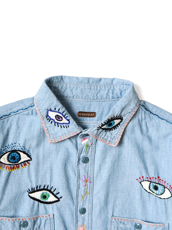 Kapital Chambray Work Shirt (SPEAKEASY Embroidery) Long sleeve