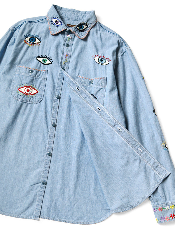 Kapital Chambray Work Shirt (SPEAKEASY Embroidery) Long sleeve