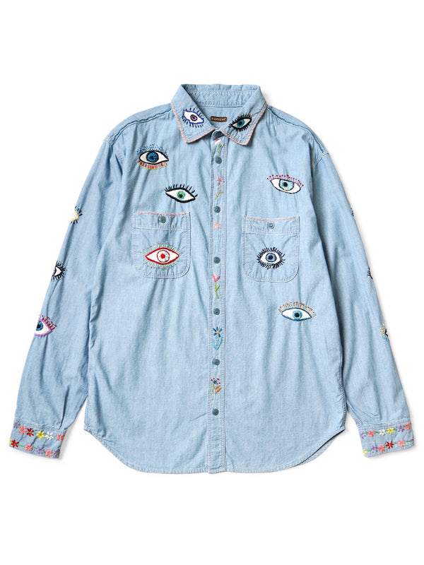 Kapital Chambray Work Shirt (SPEAKEASY Embroidery) Long sleeve