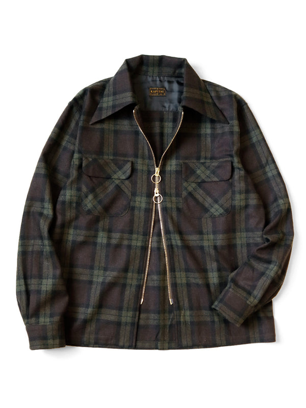 Kapital wool check drizzle open collar shirt (long sleeve)