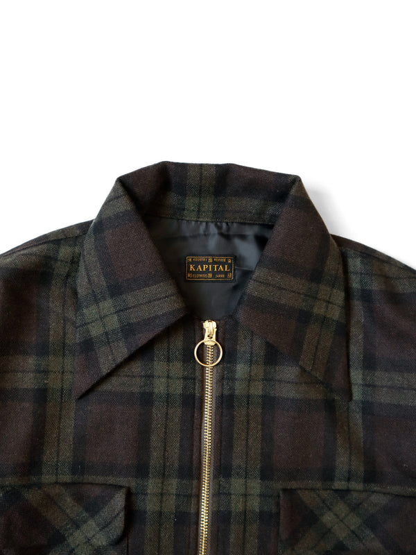 Kapital wool check drizzle open collar shirt (long sleeve)