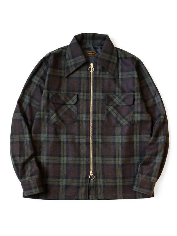 Kapital wool check drizzle open collar shirt (long sleeve)