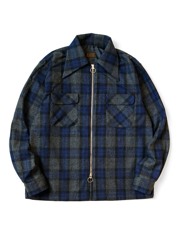 Kapital wool check drizzle open collar shirt (long sleeve)