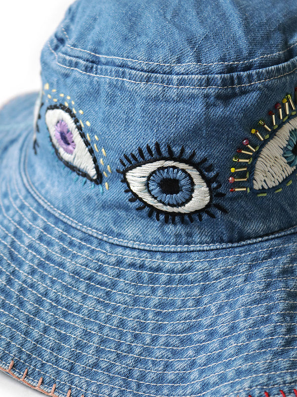 Kapital 12oz denim bucket tulip hat (SPEAKEASY embroidery) cap