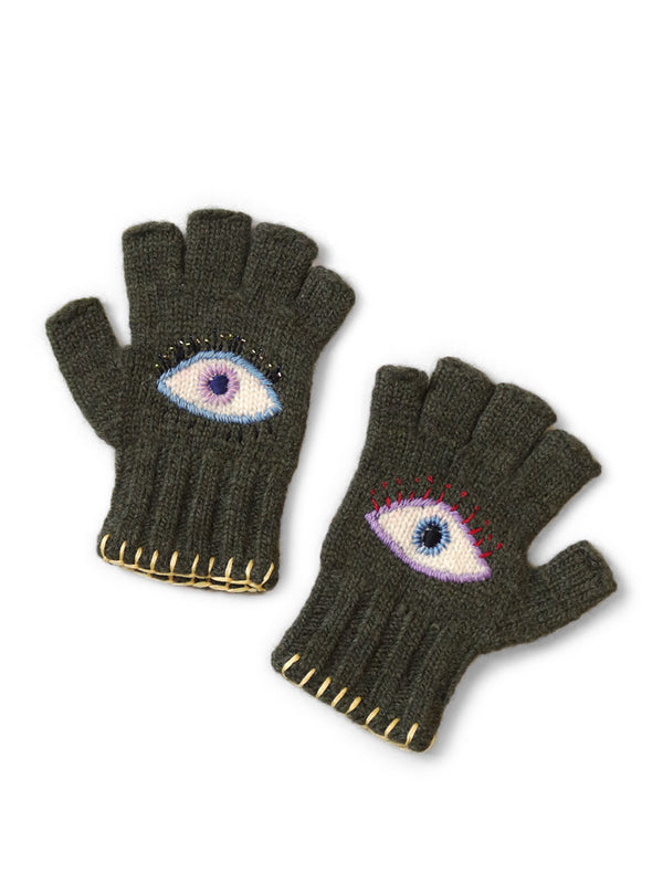 Kapital wool forktail glove with SPEAKEASY embroidery