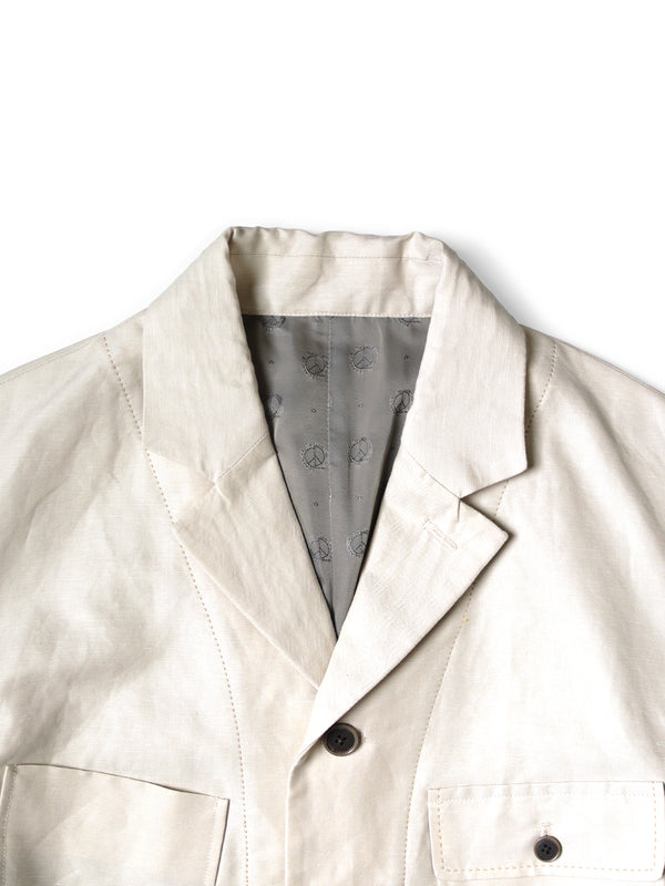 Kapital Cotton Linen Heathered Herringbone Lumber Suit Jacket (BEERpt)