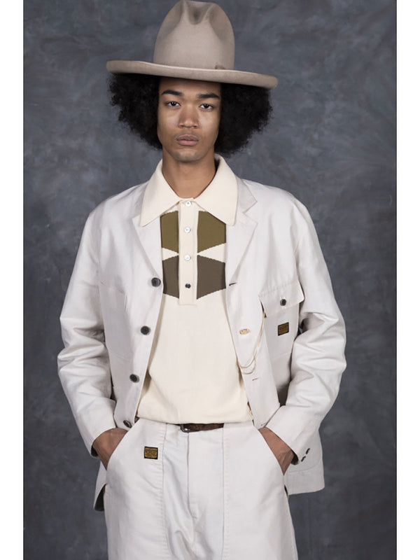 Kapital Cotton Linen Heathered Herringbone Lumber Suit Jacket (BEERpt)