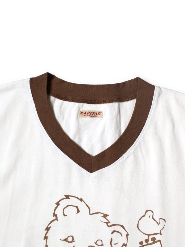 Kapital 20 Jersey V-neck Ringer T-shirt (Little Bear Harmony pt) Tee