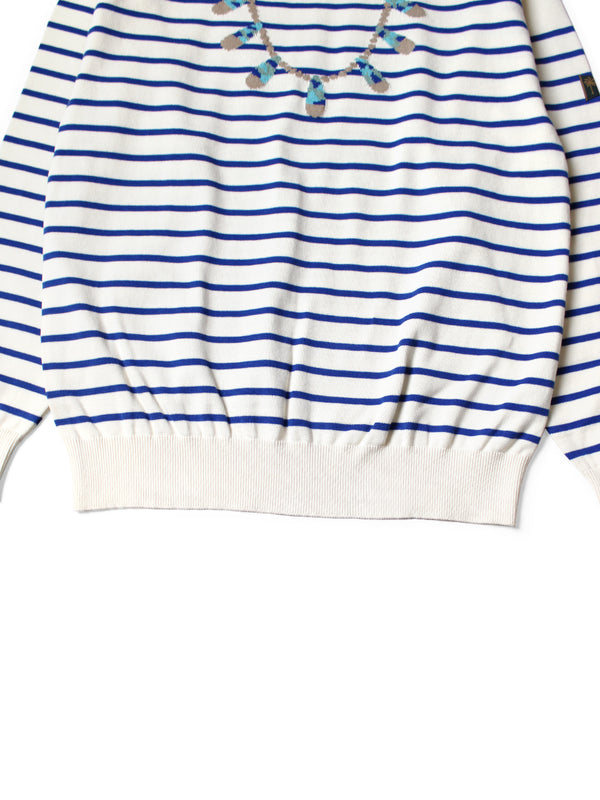 Kapital 12G Panel Border Knit Boat Neck Sweater (Santo Kapital 12G Panel Border Knit Boat Neck Sweater (Santo