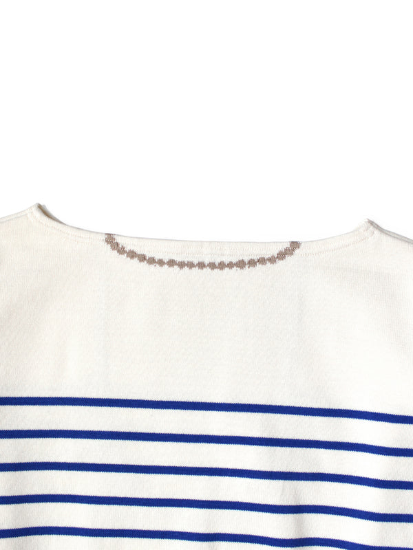 Kapital 12G Panel Border Knit Boat Neck Sweater (Santo Domingo Necklace)