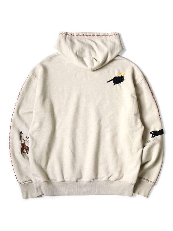 Kapital TOP fleece hooded sweatshirt (crow and cat embroidery) sweater hoodie