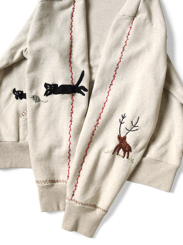 Kapital TOP fleece hooded sweatshirt (crow and cat embroidery) sweater hoodie