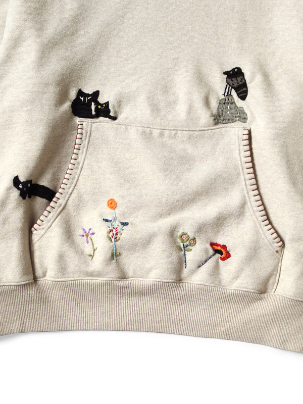 Kapital TOP fleece hooded sweatshirt (crow and cat embroidery) sweater hoodie