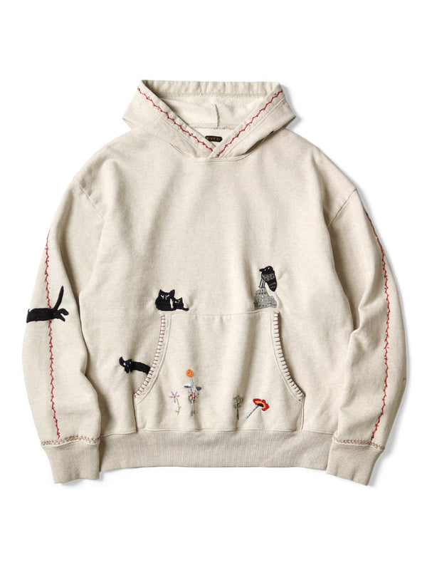 Kapital TOP fleece hooded sweatshirt (crow and cat embroidery) sweater hoodie