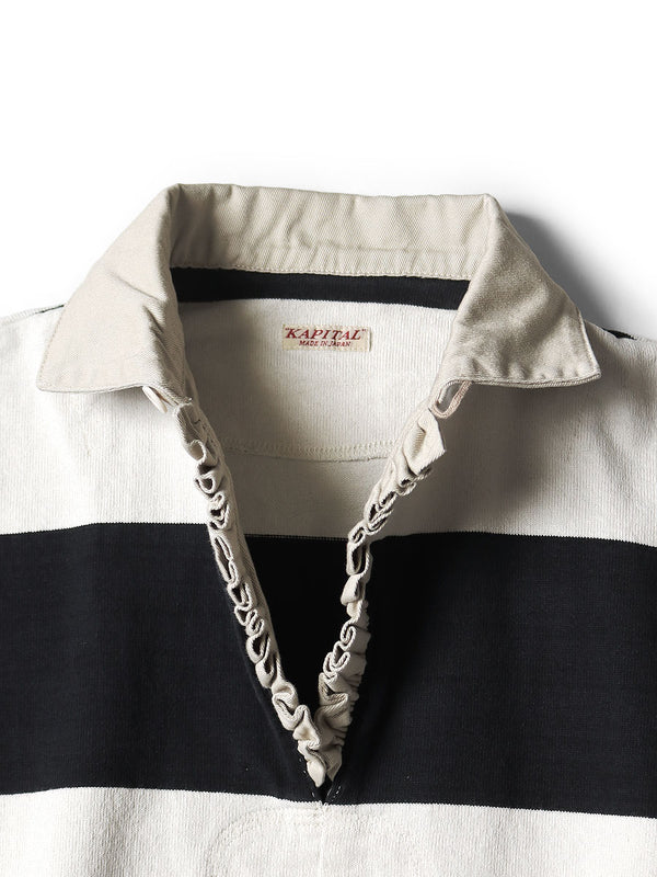 Kapital JAIL Border Jersey Frilled Rugby Blouse Tee