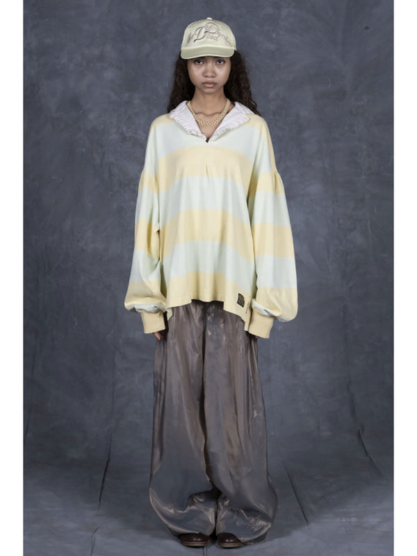 Kapital JAIL Border Jersey Frilled Rugby Blouse Tee