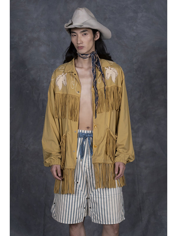 Kapital stretch nylon fringe coach jacket
