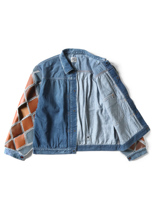 Kapital 11.5oz Denim Hippy Crochet Sleeve 1ST JKT Jacket