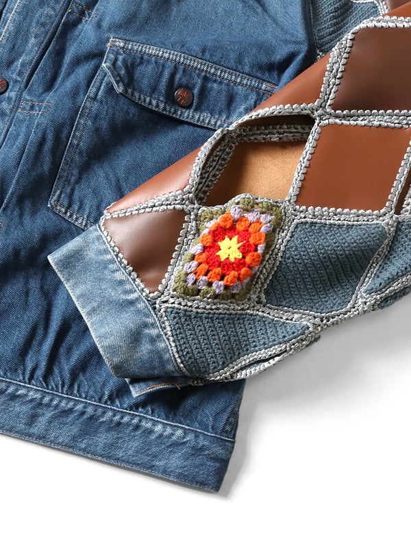 Kapital 11.5oz Denim Hippy Crochet Sleeve 1ST JKT Jacket