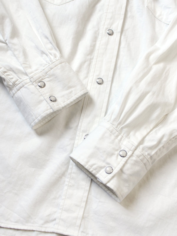 Kapital 5.5oz White Denim Fringe Husky Western Shirt long sleeve