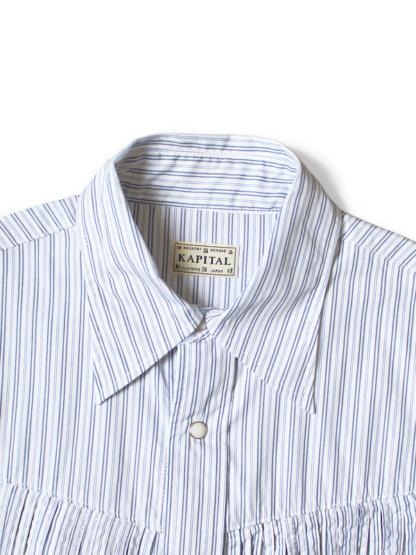 Kapital Cotton Stripe Fringe Husky Western Shirt  long sleeve