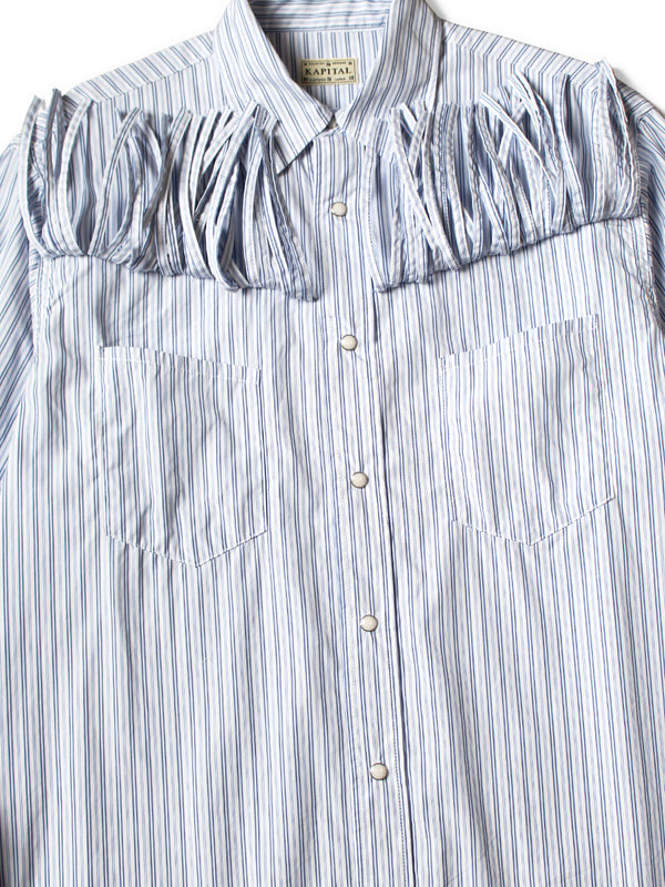 Kapital Cotton Stripe Fringe Husky Western Shirt  long sleeve